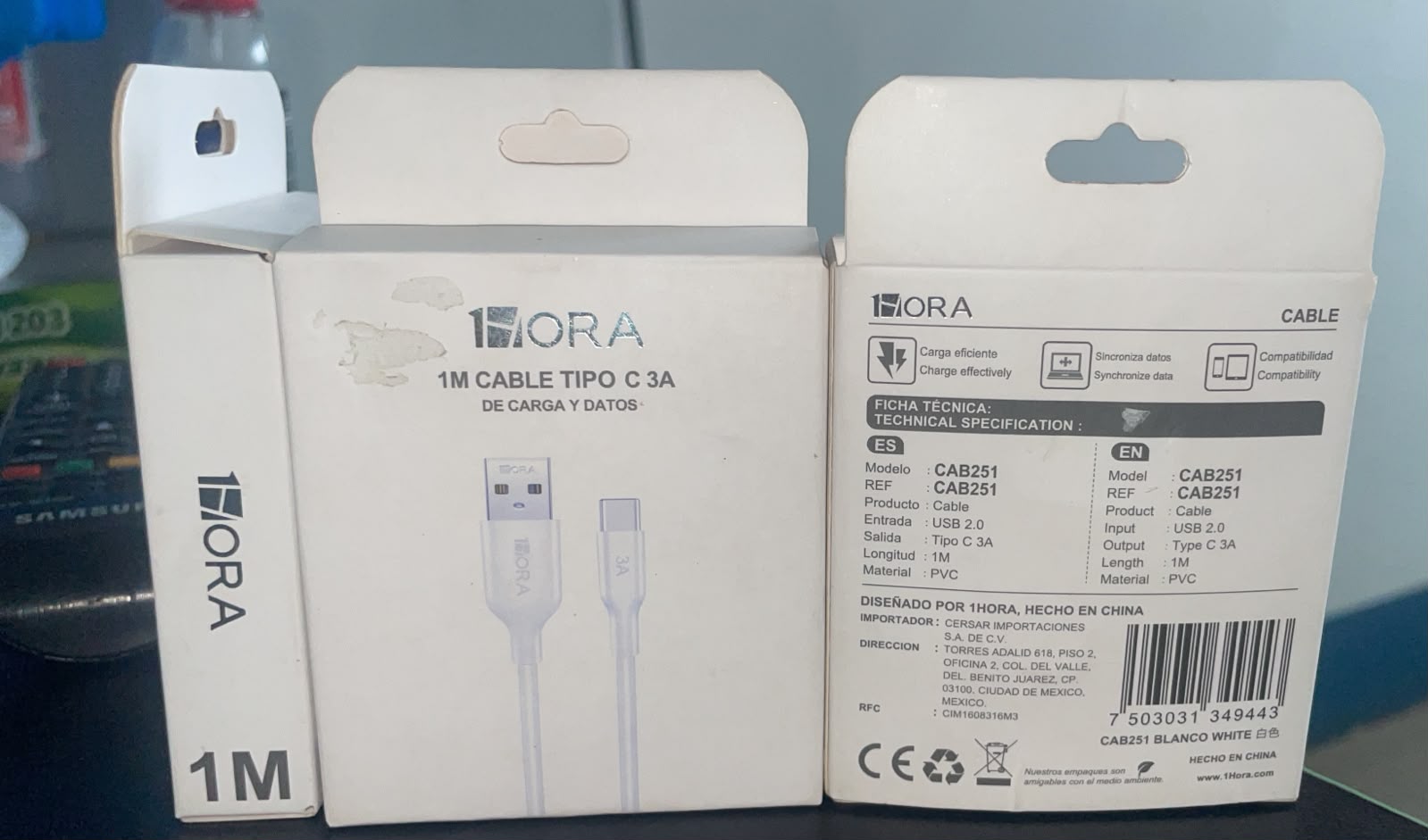 Cable Tipo Usb A C 3a Hora